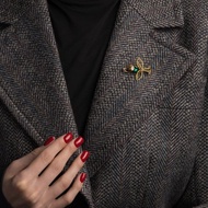 奧地利捷克 精緻蝴蝶造型水晶胸針 淚滴形 棕色奧地利水晶