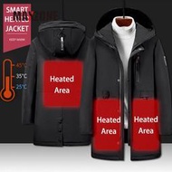 2021新款USB恆溫智能發熱服冬季加熱外套長款電發熱保暖滑雪外套徒步外套前後保暖防水