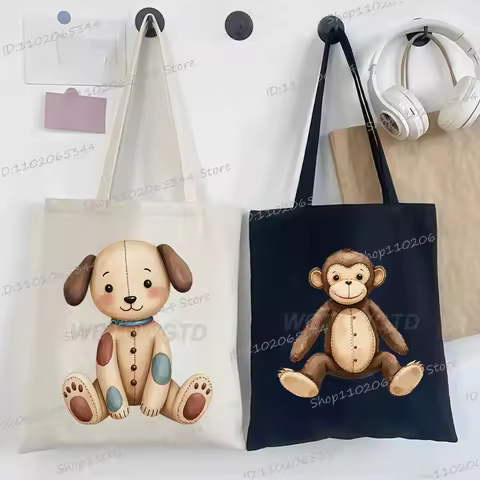 New Women's Cartoon Animal Dog Monkey Handbags Anime Style Duck Cow Bear Horse Pattern Large Capacit