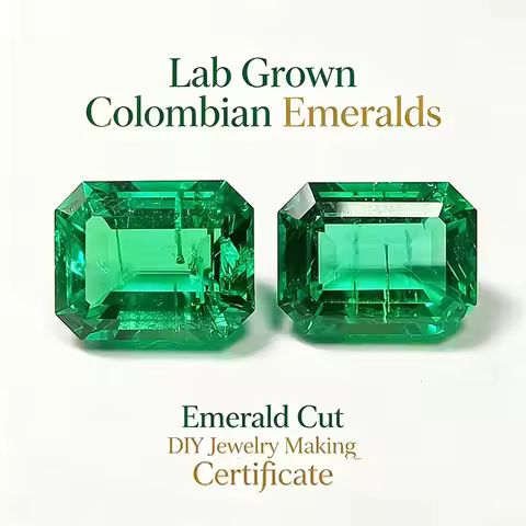 Lab Grown Columbia Emerald Gemstone Charms Beads Green Color Emerald Cut DIY Jewelry Making Ring Mai