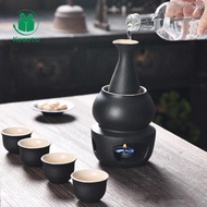 Kesoto Ceramic Sake Cup Set with Warmer, Creative Sake Warmer Bowl, Traditional Sake Drinkware for G