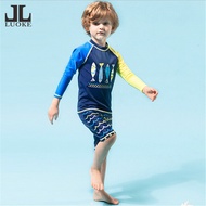 Luoke Boys Sports Apparel swimwear two-piece 2 pcs swimsuit (top+shorts) 90-150cm kids long sleeve s