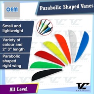 V Club Archery Parabolic Shaped TPU Plastic Fletching Vanes - 2" 3" - For Compound / Recurve Bow