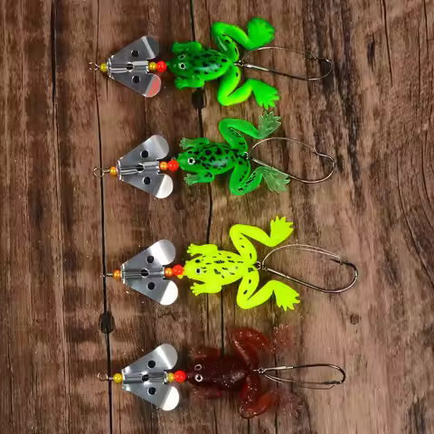 4pcs Frog Soft Lure Tube Bait Plastic Fishing Lure with Fishing Hooks Topwater Frog Artificial Sinki