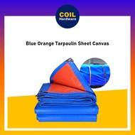 6FT - 15FT Biru Oren Kanvas Tarpaulin / Kanvas Biru Oren Kanopi Khemah / Blue Orange Tarpaulin Sheet Canvas /