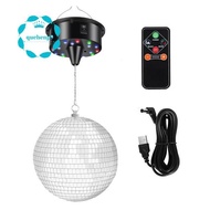 7.8 Inch Hanging Disco Ball Light Up Led Disco Mirror Ball Rotating Rotating Disco Ball Decorations 