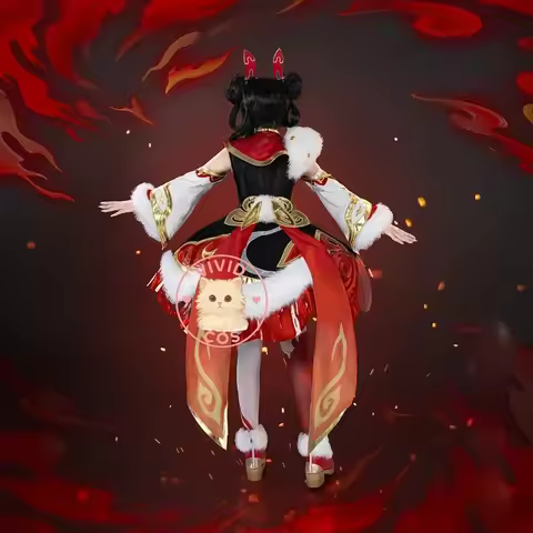 ABC123Game lol role play cosplay costume anime gwen clothes high quality lolita dress red wig shoes 