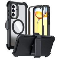 Galaxy A36 A56 Belt Clip Phone Case, 3 in 1 Compatible With Magsafe Clear Protection Shockproof Kick