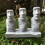 Set of 3 Ester Island Easter Island Moai stone statues to decorate aquariums and miniature aquariums