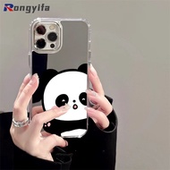 Panda Cartoon Pattern Mirror Cover For OPPO Reno 13F 12 Pro 12F A98 A79 A59 A16K A16E A2M A3X A3 A2X