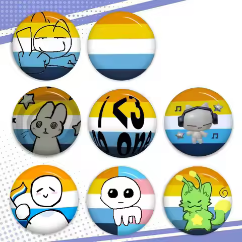 Aroace Pride Anime Button Pin Handmade Brooch For Clothes Cartoon Badge Backpack Decoration Jewelry 