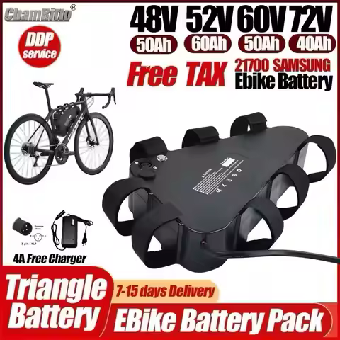 36v 48v 52v 60v 72v Electric Bicycle chamrider Triangle battery 30ah 40ah 50ah 60ah ebike 1000w2000w