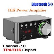 Bluetooth 5.0 HIFI Power Amplifier 50Wx2 Tpa3116 Channel 2.0 Home Car Digital Audio AMP USB U-disk TF Music Player