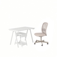 TROTTEN/FLINTAN 書桌附收納組合, 和旋轉椅子 白色/米色