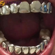 JEROMY Teeth Grillz Top Bottom Set, Eco-friendly Copper Glossy  Teeth Grillz Caps, Classic Silver Go