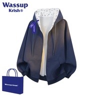 WASSUP KRISH | เสื้อฮู้ดซิปคู่ ใส่สบาย สำหรับฤดูใบไม้ผลิและใบไม้ร่วง