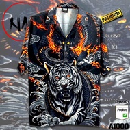 NAPA Hawaii เสื้อฮาวาย เสือมังกรไฟ A1000 ผ้าไหมอิตาลีแท้