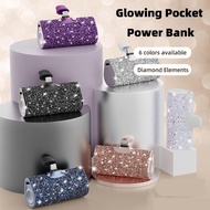 5800 mAh Diamond Portable Charger Mini Power bank Lipstick Size Powerbank Type-C Lightning