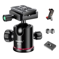 Ball Head Manbily Tripod Head Metal Aluminum Body 360° Panoramic Monopod Head with Extra Arca Swiss 