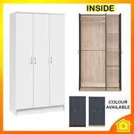 [OneHome] 3 Door Cupboard Wardrobe Shelf Cabinet Hang Cloth Wood Rack Rak Almari Kayu Gantung Baju Pakaian Kabinet
