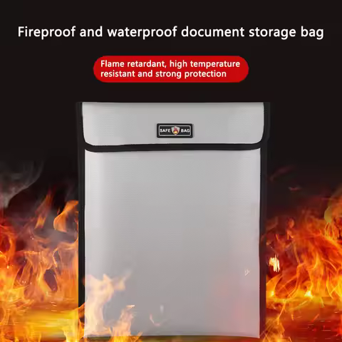 1pc Fireproof Waterproof Bag for Documents Money Cash A4 Envelope Storage Pouch with Zipper