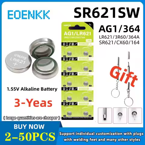 LR621 AG1 1.55V Alkaline Button Battery, SR621SW 364 164 SR60 363 621 SR621 L621 CX60 Coin Cell for 