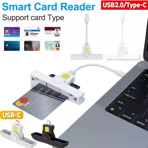 Portable Smart Card Reader USB2.0 Type-C Card Reader Common Access Card Reader CAC Card Reader for G