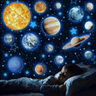 1 Set Of 15 Planets + 742 Planets & Dots, 9 Planets Wall Decals, Glow-In-The-Dark Star Sticker For K