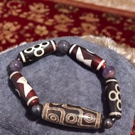 Original Tibetan Dzi 9 eyes / amethyts / dzi 5 eyes thunder stone bracelet
