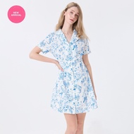 EP ชุดเดรส ลายดอกไม้ ผู้หญิง สีฟ้าอ่อน | Floral Print Dress | 05068
