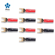 Y Plug Spade Connector for Speaker Wire,8 Pcs Y Spade Plug 45 Degree Gold Plated U Fork Spade Plug C