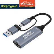HD 4K Type-C USB 2.0 Interface HDMI Video Audio Capture Card for Cameras PS4 PC Pro Hub Kad Tangkap 