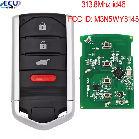 New 4 Button Smart Remote Key Fob 313.8Mhz ​​PCF7945A / HITAG 2 / 46 CHIP for Acura ZDX 2010-2013 FC