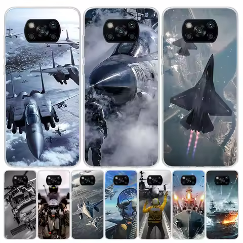 Military Aircraft Warship Fighter Case Phone Cover for Xiaomi Redmi Note 10 9 9S 8 8T 7 5 Pro Mi 12T