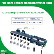 ❈✈P➳㍿♕◥1/10PCS 2F6E POE PCBA Board 10M/100M Fiber Optic Media Converter 6 RJ45 to 2 SC A+B Fiber Con