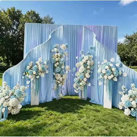 Stylish Wave Shape Frame 2Pcs Luxury Wedding Arch Backdrop Stand Custom Decor for Outdoor Party & Ev