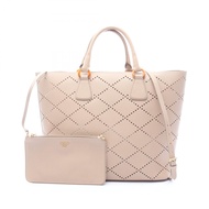 [มือสอง] กระเป๋าถือ Prada PRADA ทรง Tote Bag เจาะรู ใช้ได้ 2 แบบ สีเบจ หนังแท้ กระเป๋าถือผู้หญิง เจา