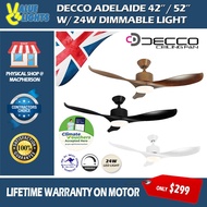 [Climate Vouche] Decco Adelaide Ceiling Fan 42 inch 52 inch DC Motor with 24W Dimmable LED Light