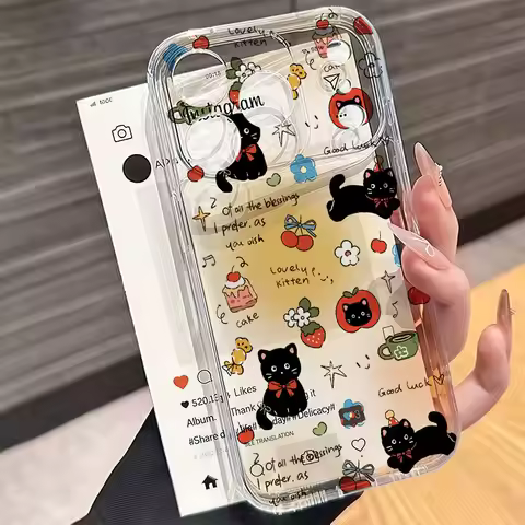 Cute Black Cat Phone Case For Motorola Moto Edge 40 Pro G32 G60 G53 G30 G30S G73 G72 G71 G22 G52 G9 