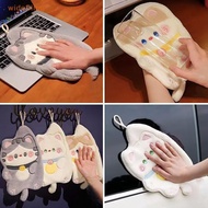 widefiling Cartoon Cat Hand Towel Kawaii Hand Wipe Cleaning Cloth For Kitchen Bathroom Hanging Towel