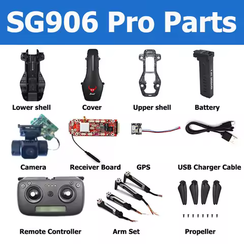 ZLRC SG906 Pro 2 RC Drone Spare Replacement Parts Lower Upper Shell Cover Receiver Board GPS Propell