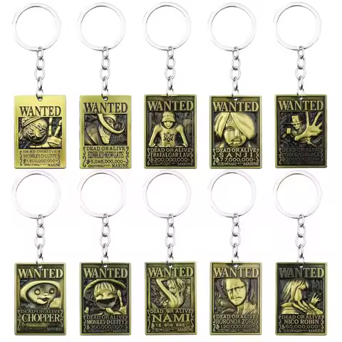 Anime One Piece Keychain Wanted Order Bounty Hunter Anime Pirate One Piece Luffy Zoro Robin Acero Bo