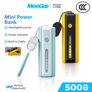 MeeGoo (CCC）Mini powerbank fast charging With cable Type c Portable charger power bank 5000mAh 充电宝