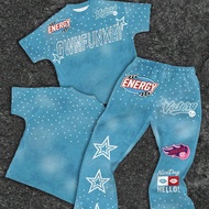 Tween Boy Classic Casual Sky & Cloud Tie-Dye Pattern, Graphic Print T-Shirt And Flare Pants 2-Piece 