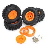 4pcs 57mm 1.0" Wheel Tires Set Plastic Beadlock Wheel Rims Rubber Tyres 7mm Hex for 1/18 1/24 Axial 