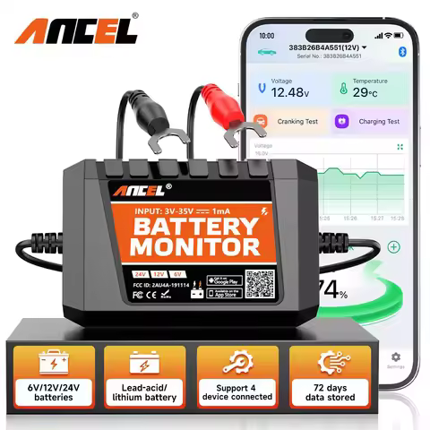 ANCEL BM300 Pro Bluetooth Car Battery Tester Charging Cranking System Tester Battery Monitor 6V 12V