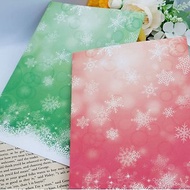 Snowflake Red Green A4 Double Sided design paper (romantic pink)