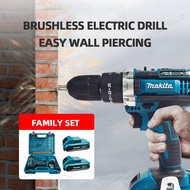 MAKITA Drill Cordless Set Drill Battery Hand Drill Impact Drill Bateri Screwdriver Hammer Drill Bits With Light