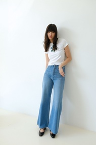KANDA JEANS : Papa Blue Jeans กางเกงยีนส์เอวสูงขากระบอกใหญ่ ทรง Baggy jeans
