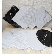 White Marble Tart Cake Base, Black Marble, White Doff, Sarwon 14 cm Marble Motif Cake Stand/ Cake Bo